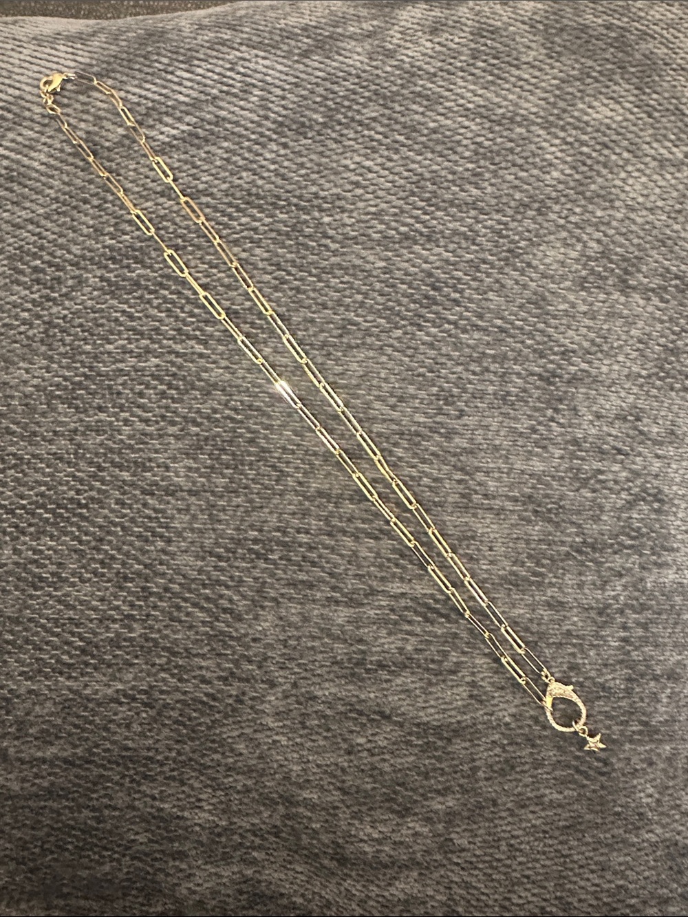 NEW Gold Paperclip Charm Necklace - Pretty Bird Jewelry - up to 18”